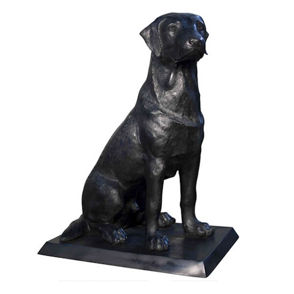 Black Labrador Retriever Bronze Statue with Base